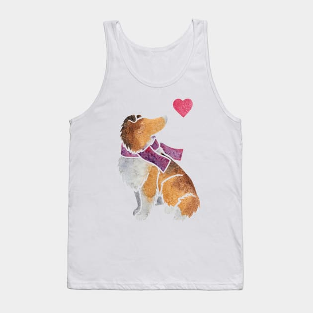 Watercolour Rough Collie Tank Top by animalartbyjess